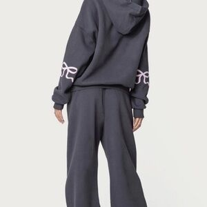 Edikted Women’s Bonney Bow Hoodie and Wide Leg Sweatpants Outfit Size XS